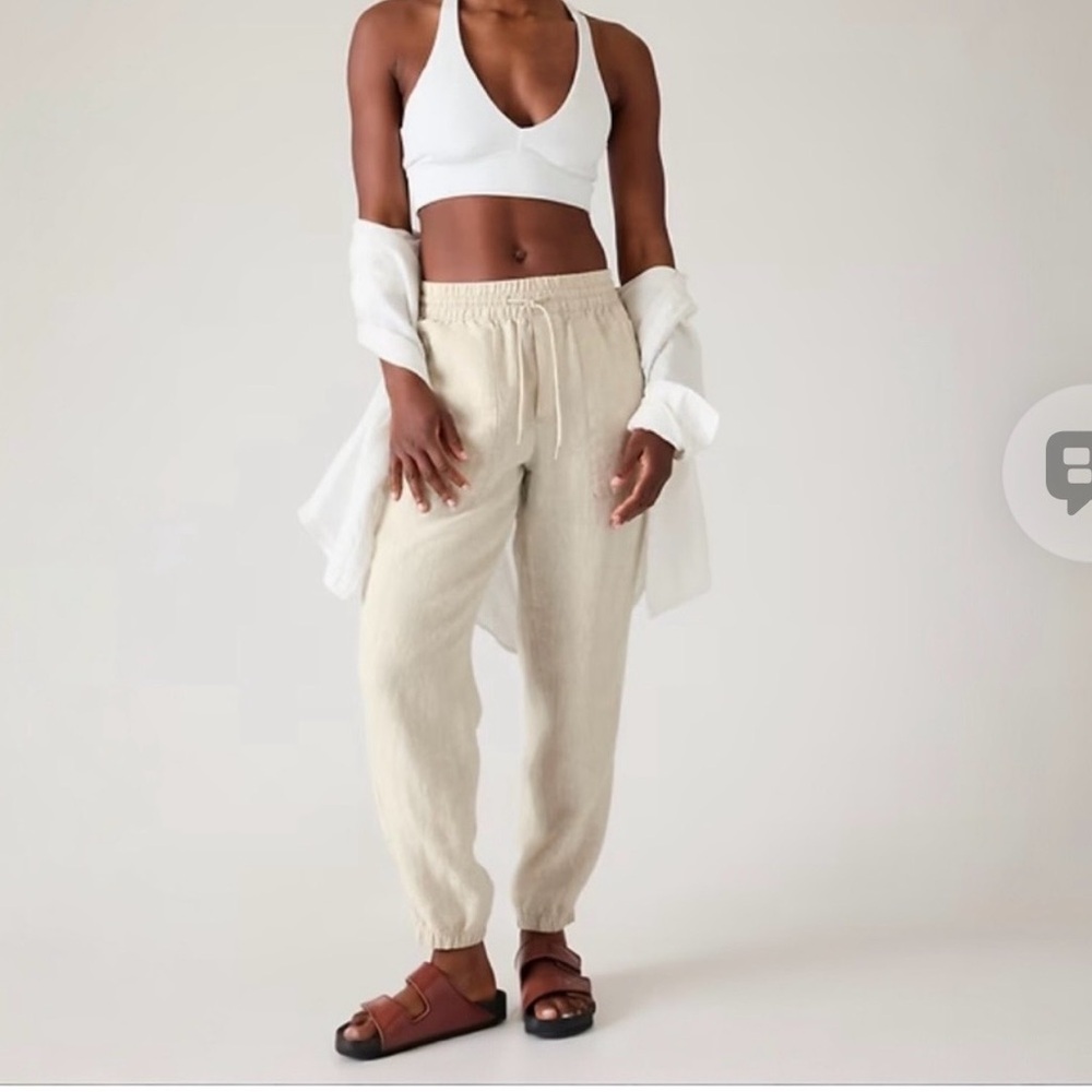 Linen Athleta cream Pants jogger style